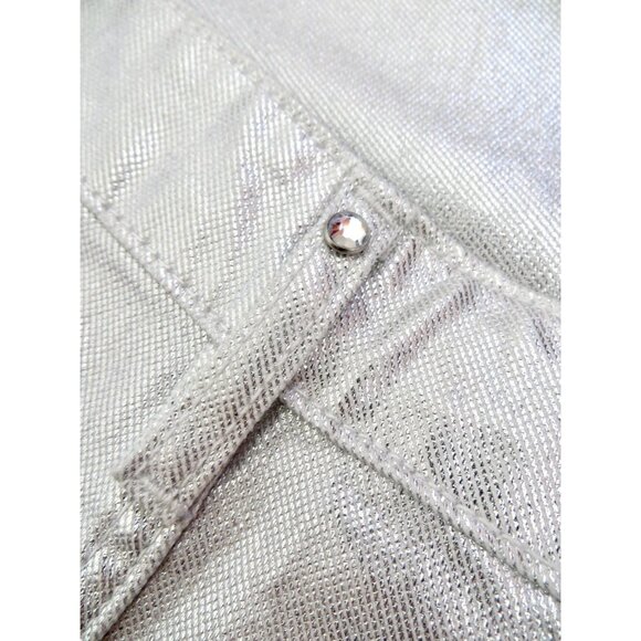 NEW! Rebecca Minkoff Silver Metallic Straight Jean SZ 4 - Picture 7 of 9